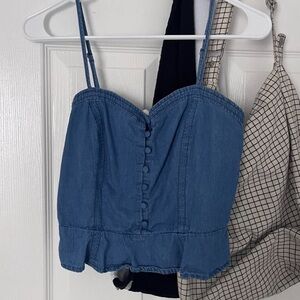 Denim crop tank top